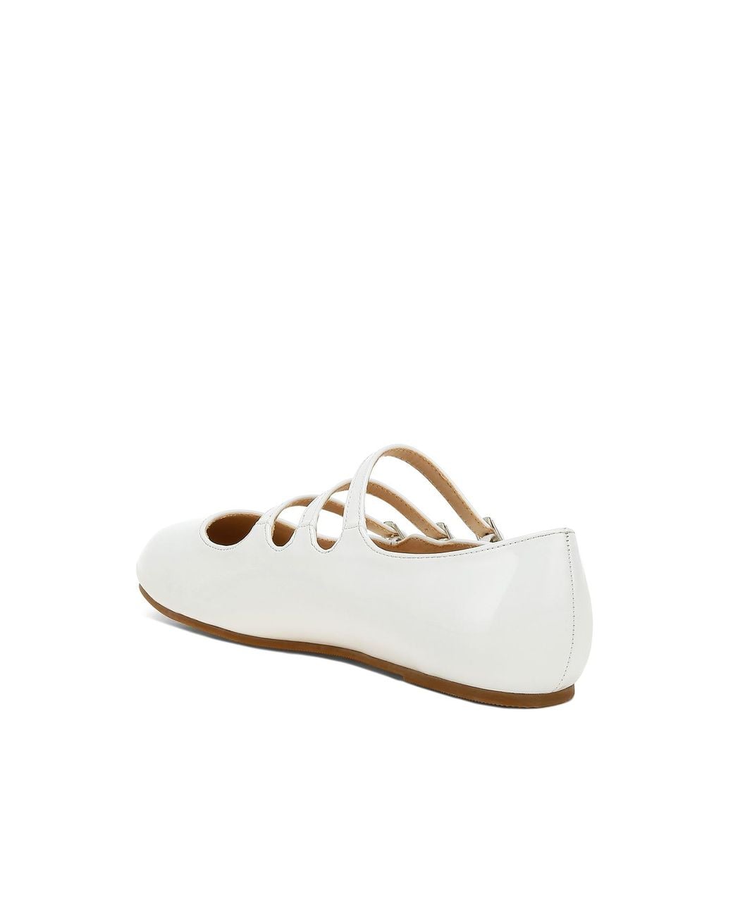 Rag & Co White Macarina Triple Strap Mary Jane Ballerinas