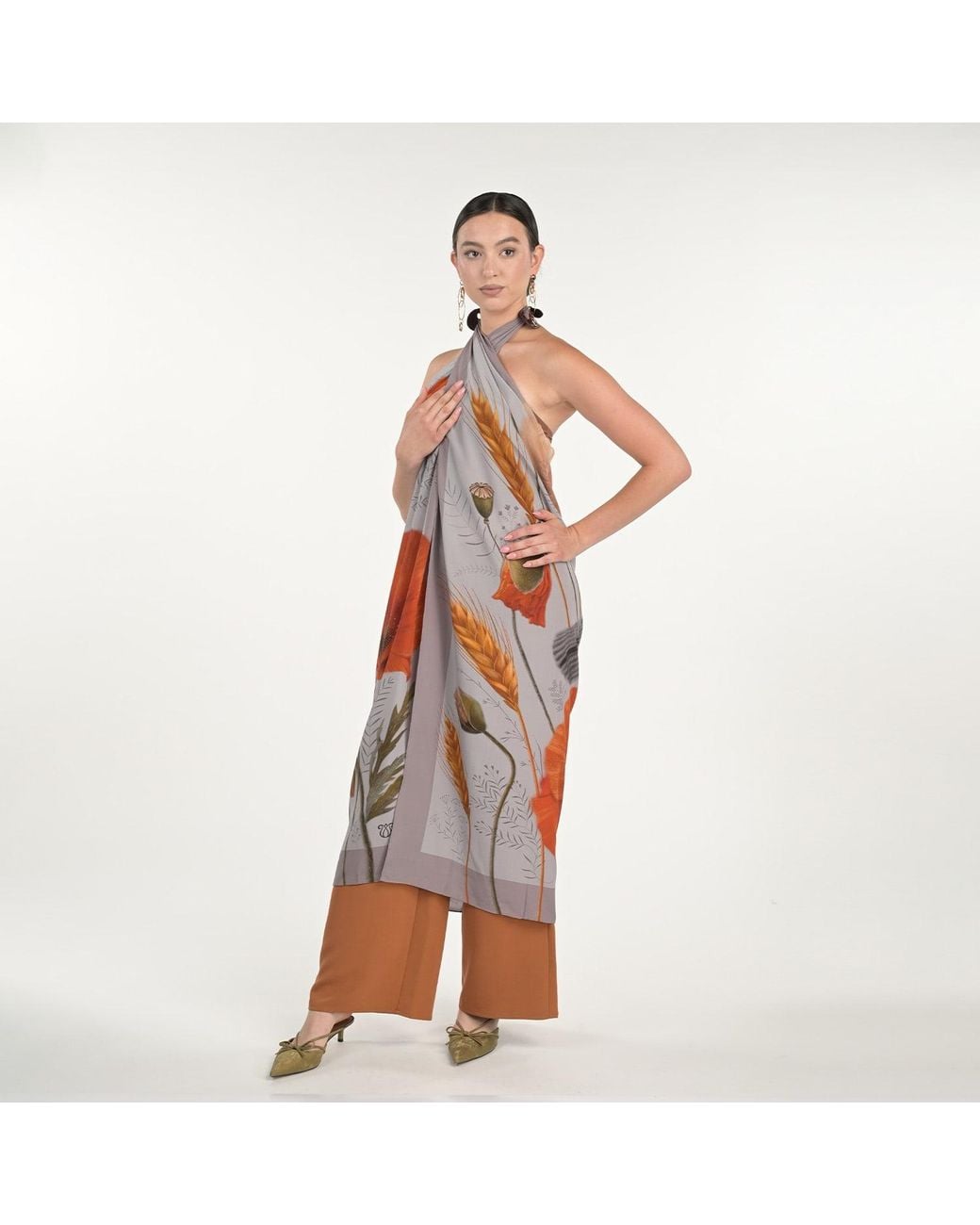 Silk&Soul Gray Poppy Scarf