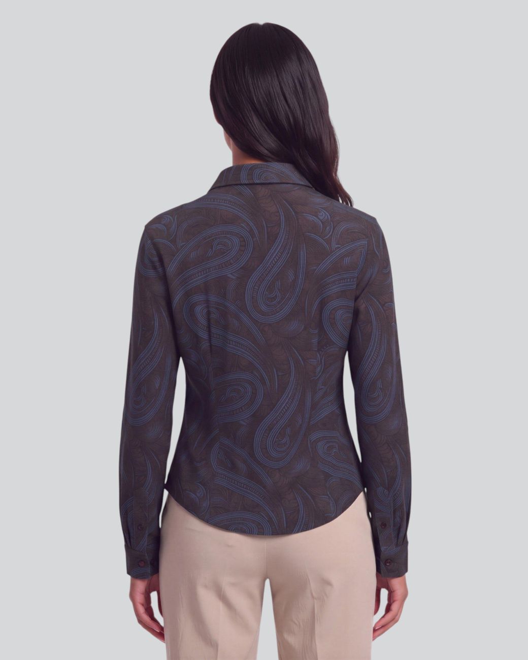 Lords of Harlech Blue Scarlet Paisley Badalona Brownie Merino Jersey Long-Sleeve Shirt