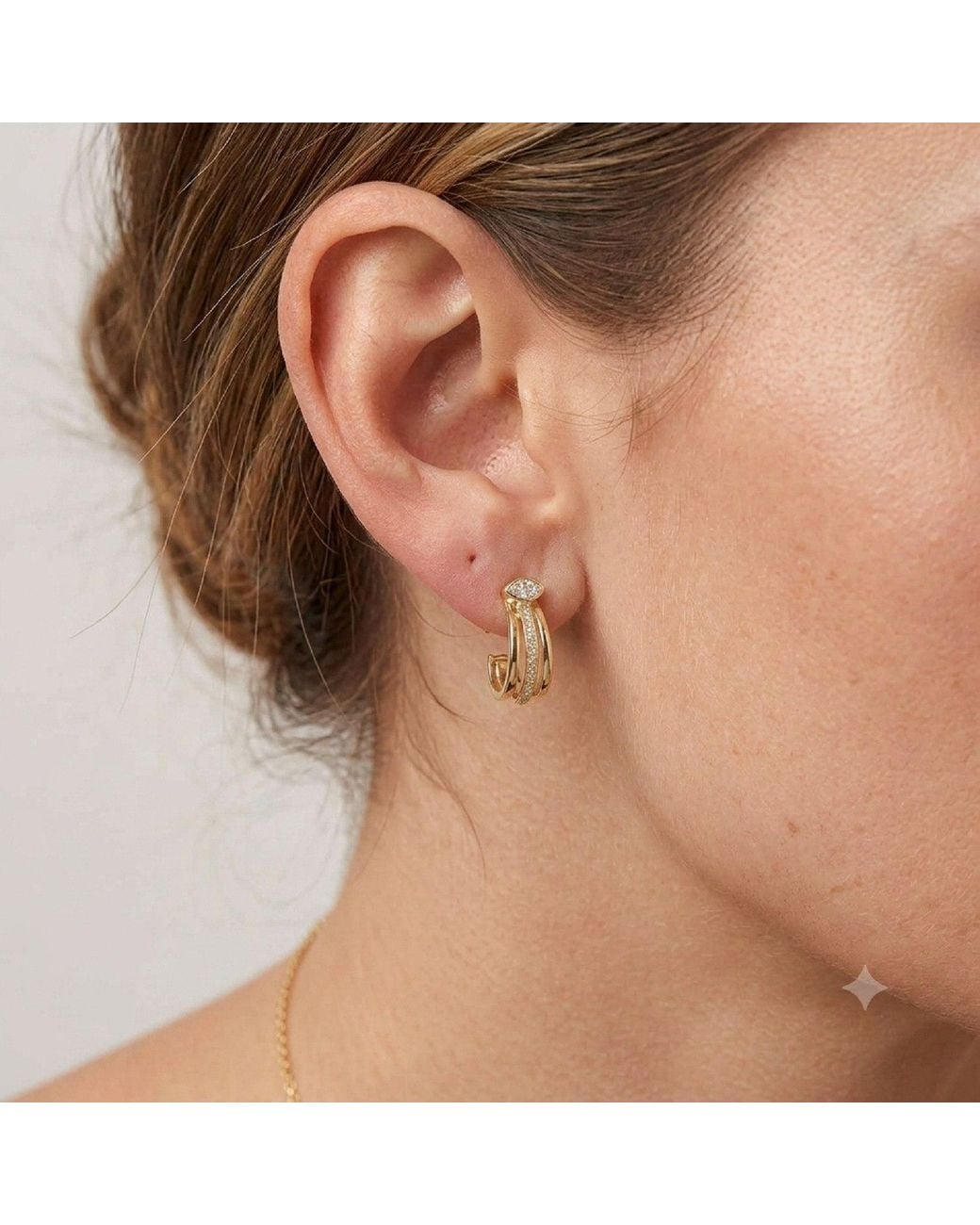 Artisan Metallic 14K Marquise Diamond Open Hoop Earrings