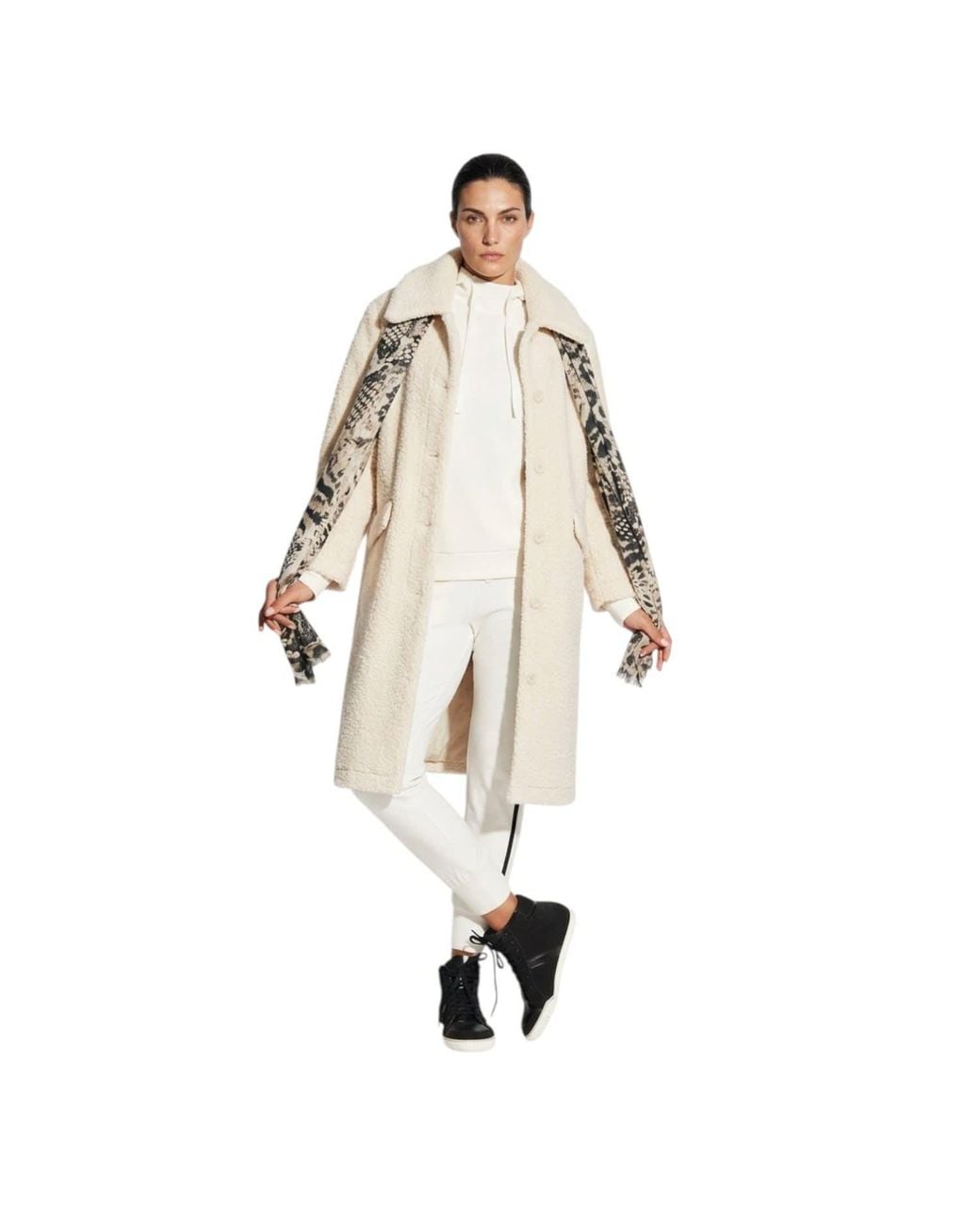 Circular Path Natural Neutrals Fuzzy Long Coat