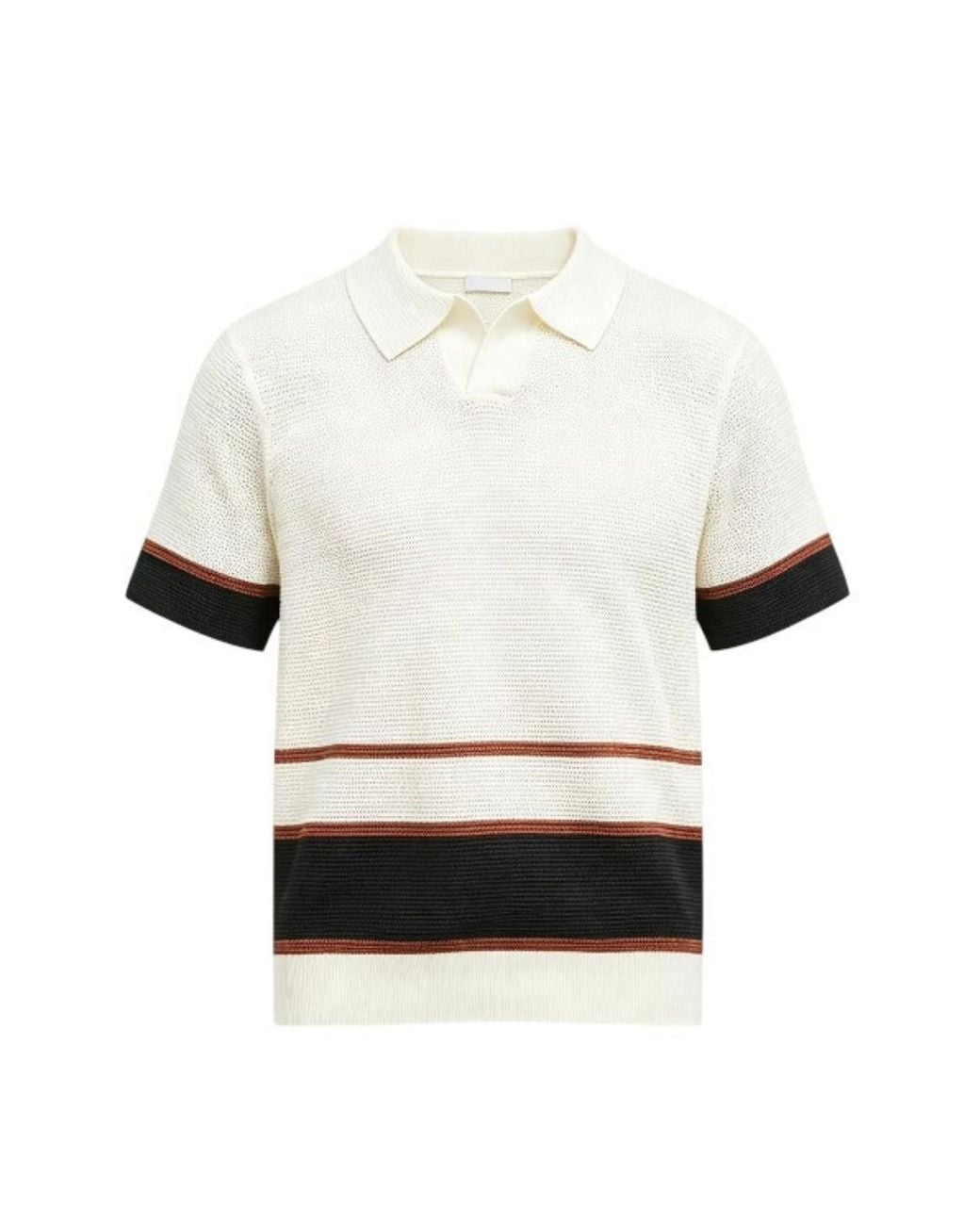 Vayla White Neutrals V-Neck Open Collar Knitted Shirt for men