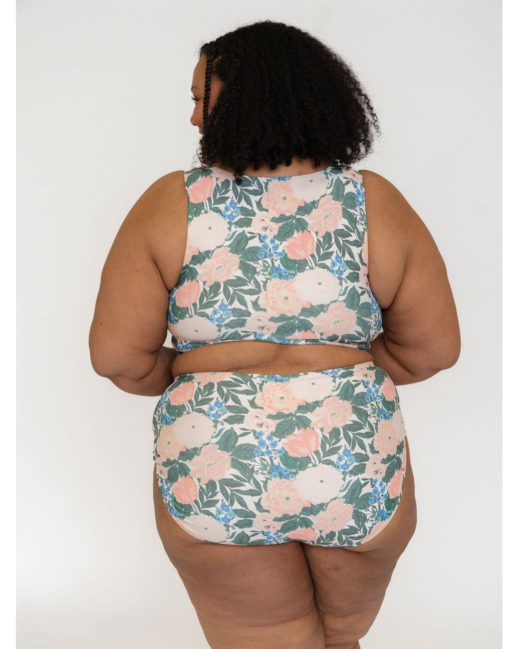 Lime Ricki Swimwear Blue Bouquet Knotted Crop Top