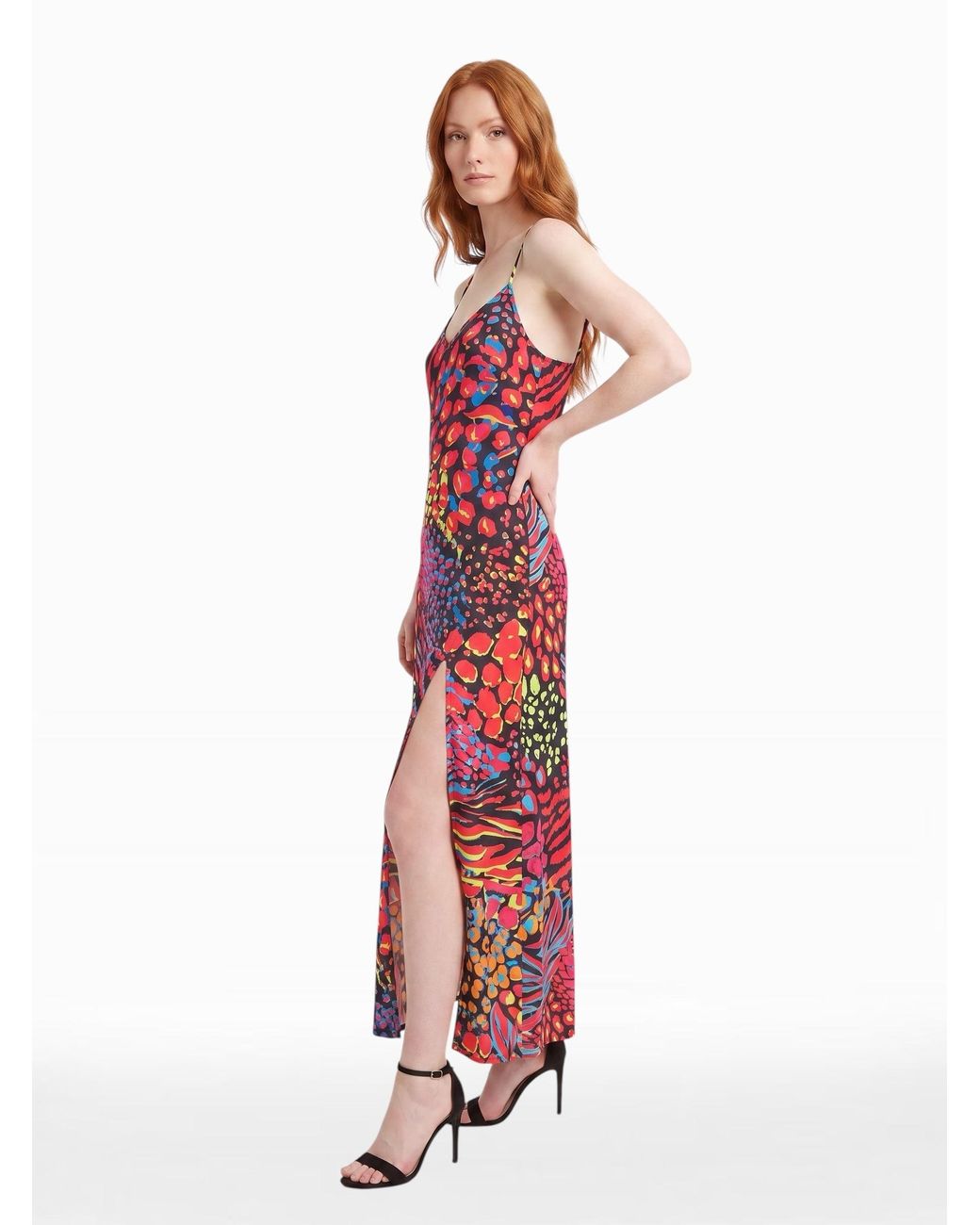 Any Old Iron Red Neon Animal Long Dress