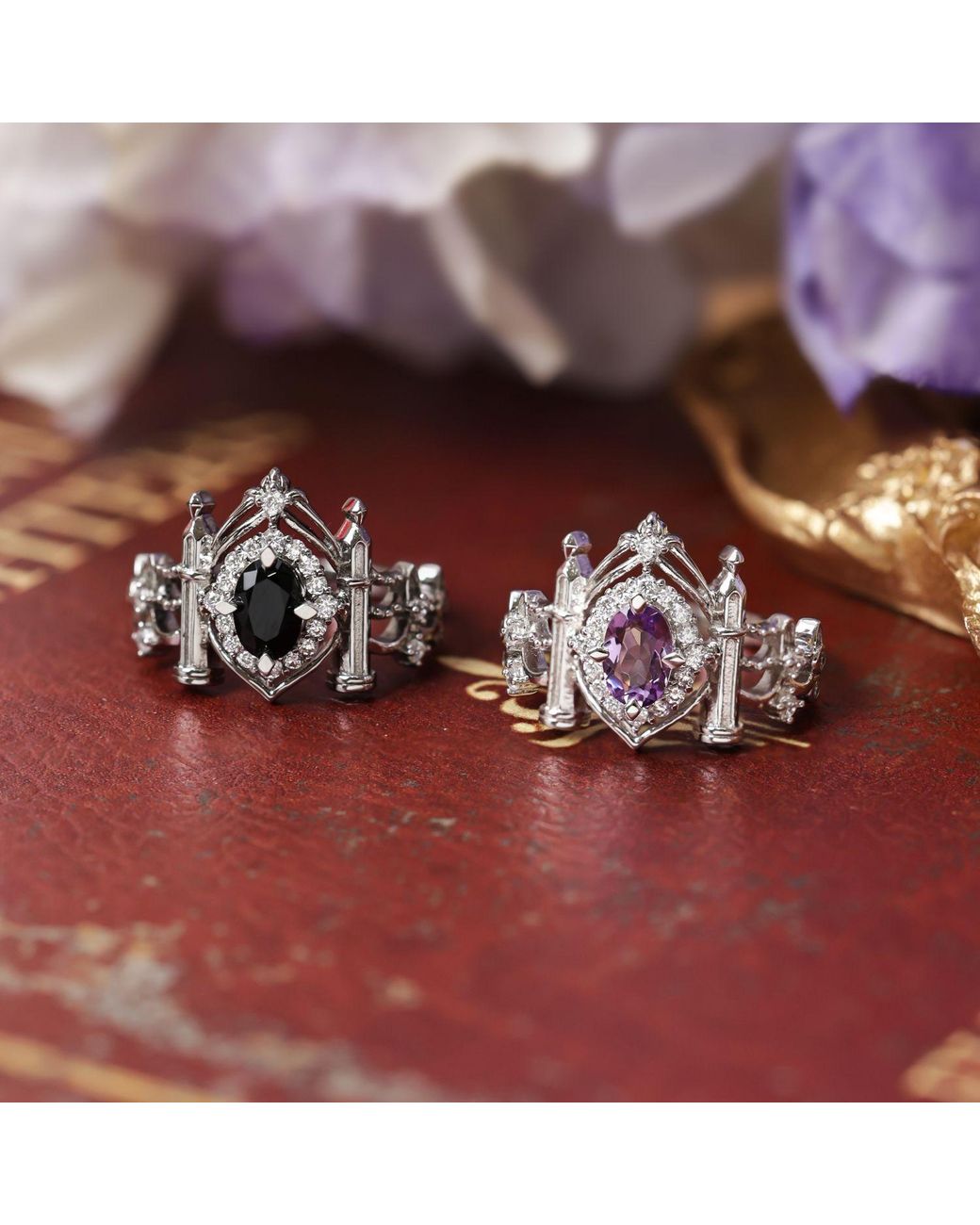 Azura Jewelry New York Metallic Sanctum Of Shadows Onyx Ring Vermeil