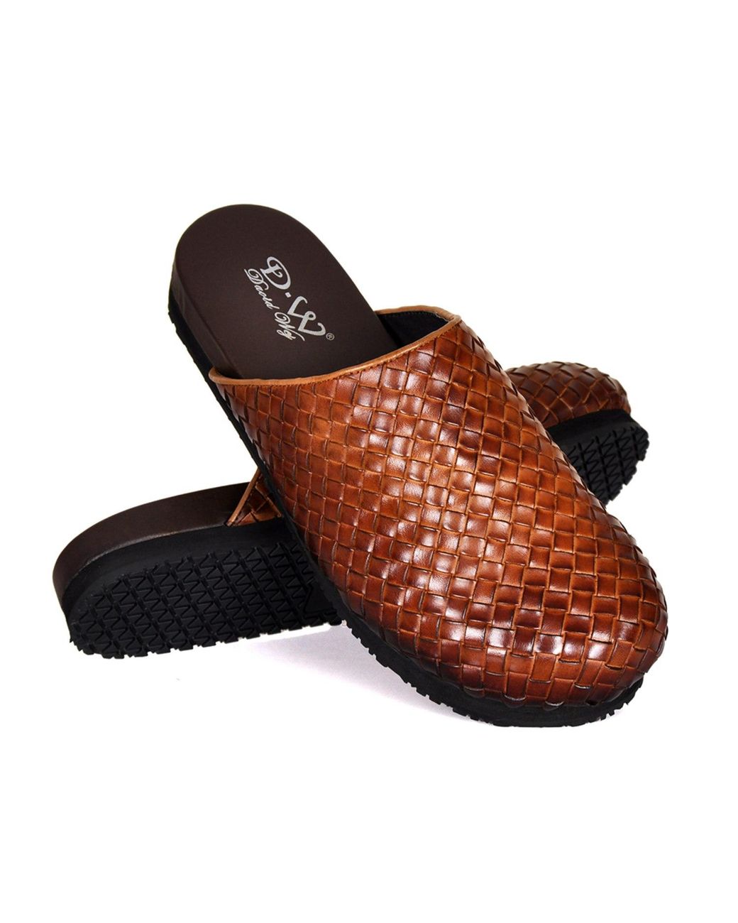 DAVID WEJ Brown Lorenzo Handmade Woven Mules for men