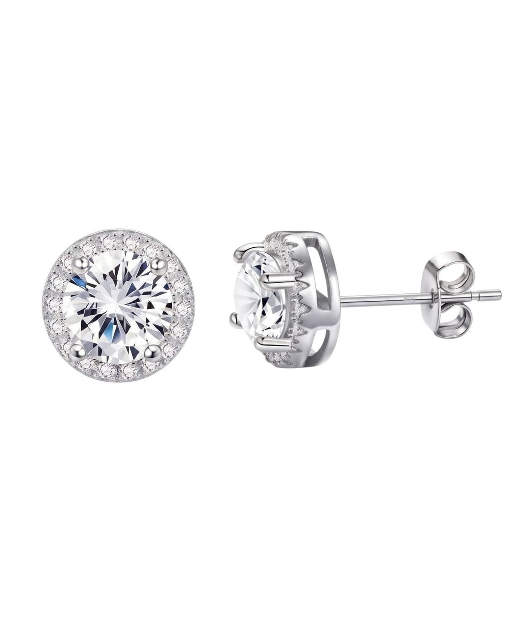 Sophelia Metallic Round Pavé Halo Stud Earrings For