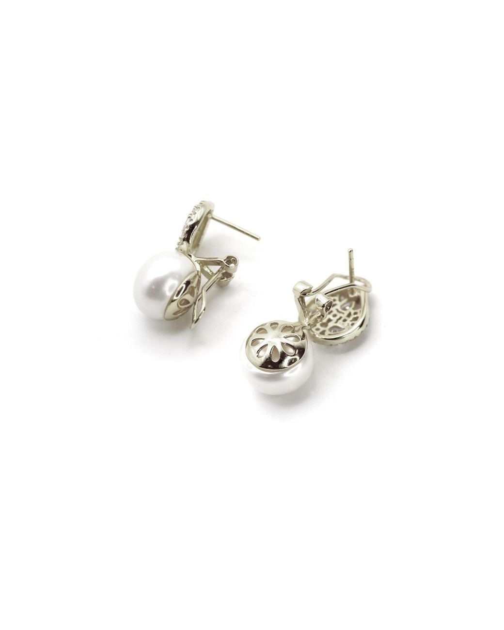 VicStoneNYC Fine Jewelry Metallic Elegant Shiny Pearl Drop Earrings