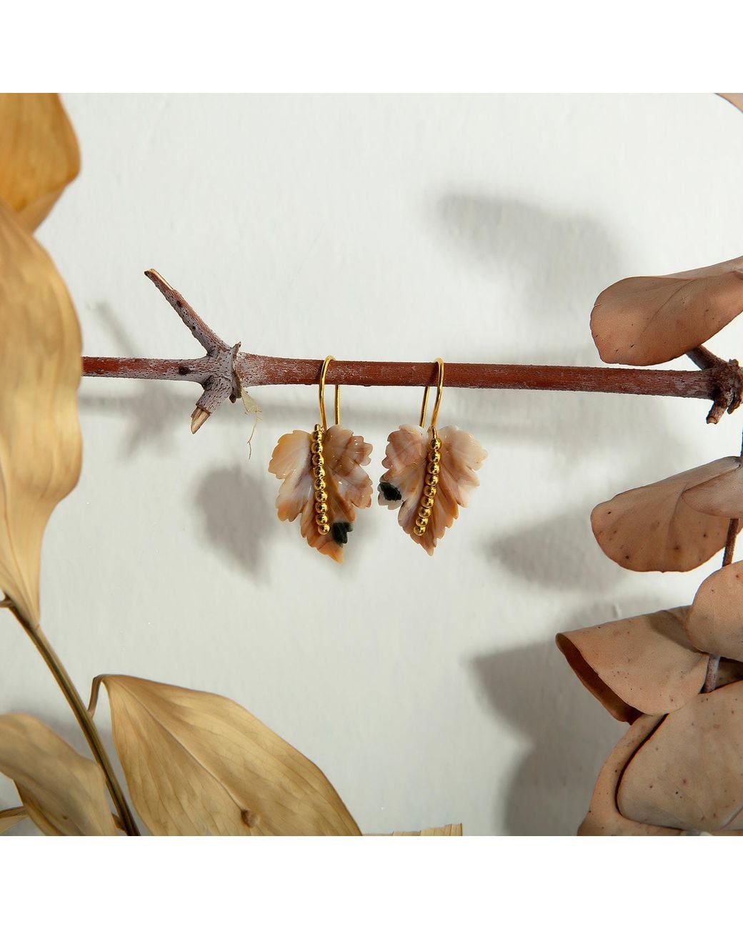 Milou Jewelry Metallic Agate Leaf Earrings