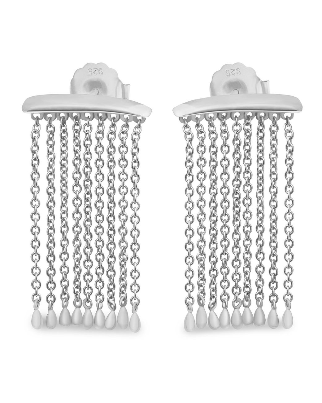 Lucy Quartermaine White Solid Sterling Waterfall Rain Earrings