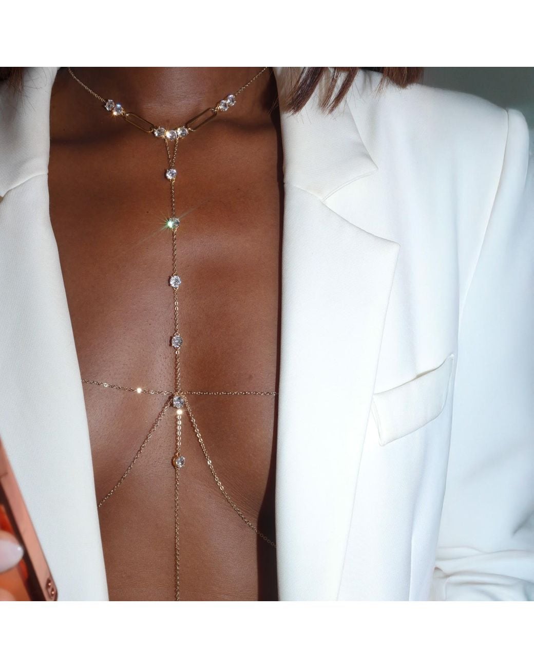Studio Baloge White Vanta Body Chain T-Line