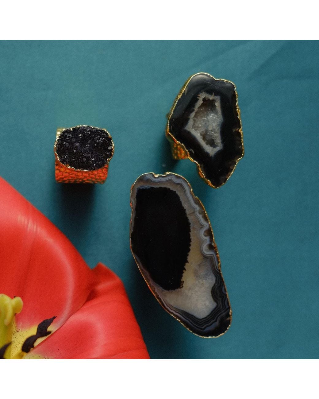YAA YAA LONDON Black Ultra Mega Gemstone Statement Ring