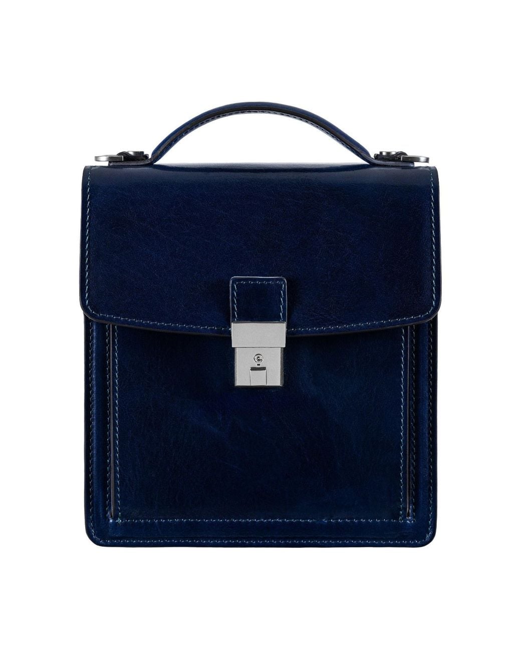 Time Resistance Blue Small Leather Briefcase For