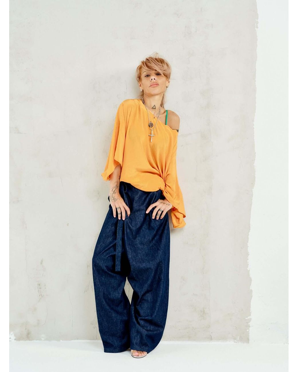 Clothes by Locker Room Blue Wrap-Front Wide-Leg Jeans