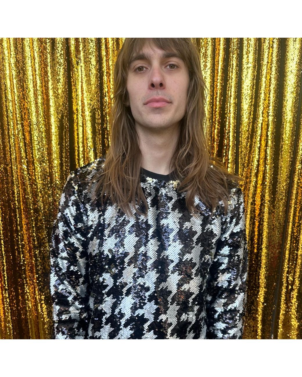 Any Old Iron Black Dogstooth Sequin Sweatshirt for men