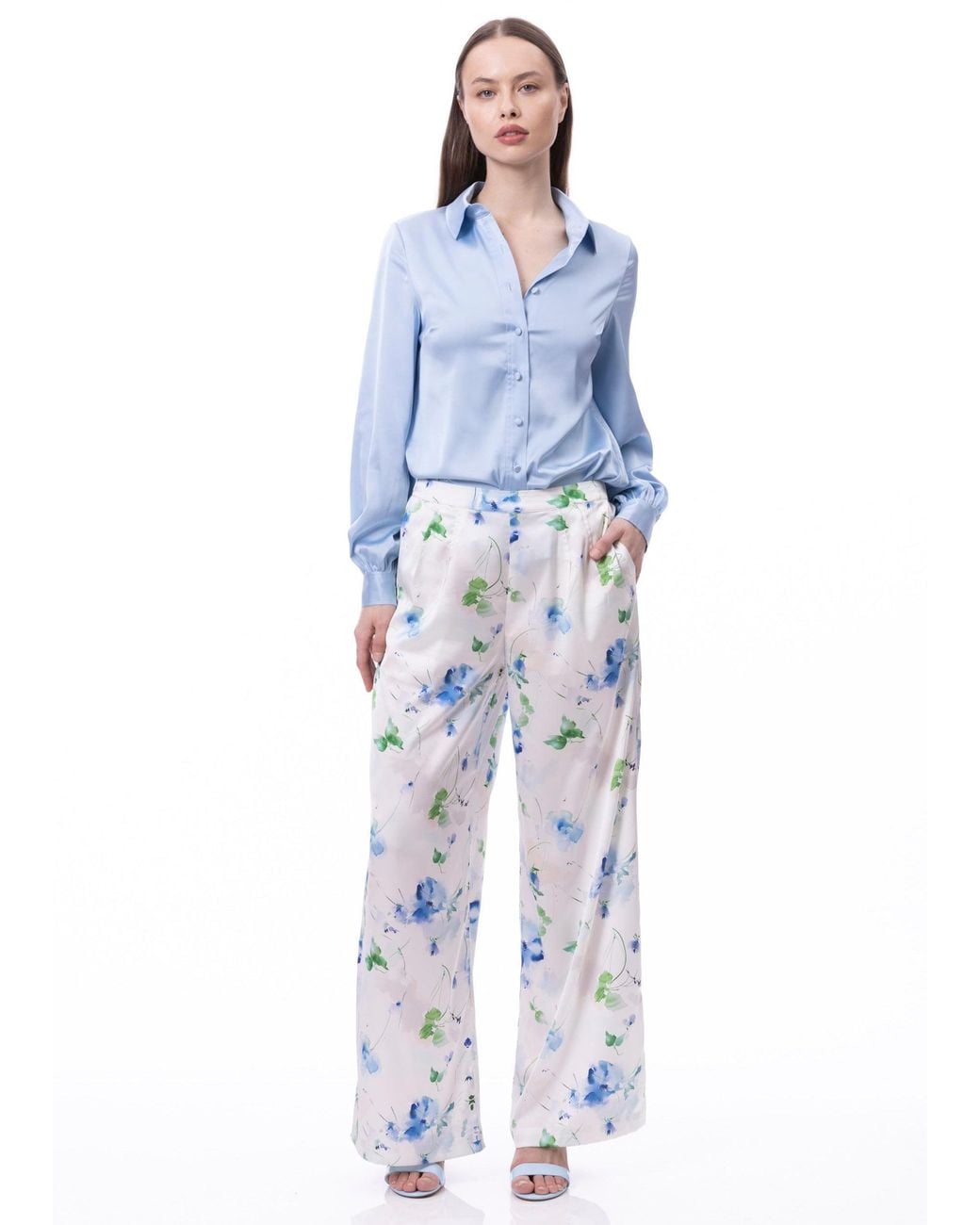 Carloslines Blue Button Down Long Sleeve Shirt