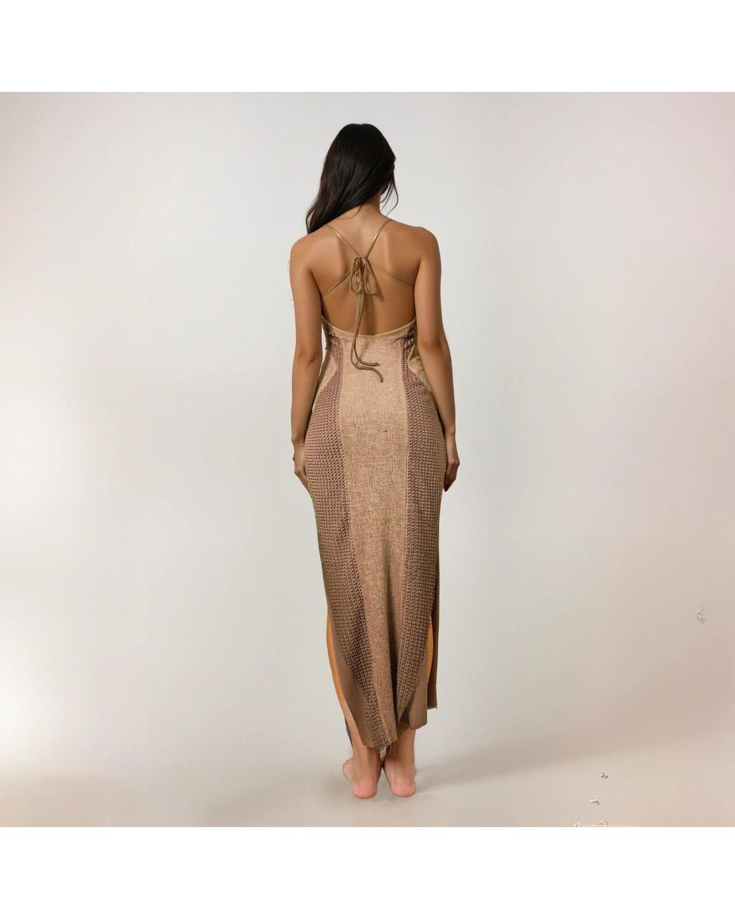 Zhenabia Brown Neutrals Armor Dress Desert Sand