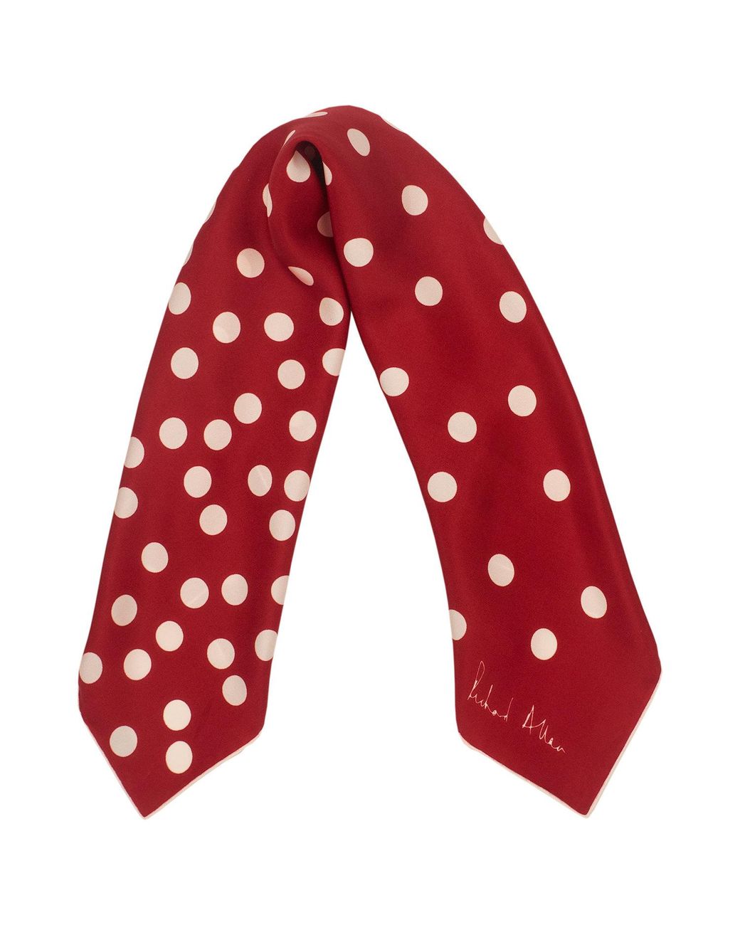 Richard Allan London Red And Polka Silk Scarf