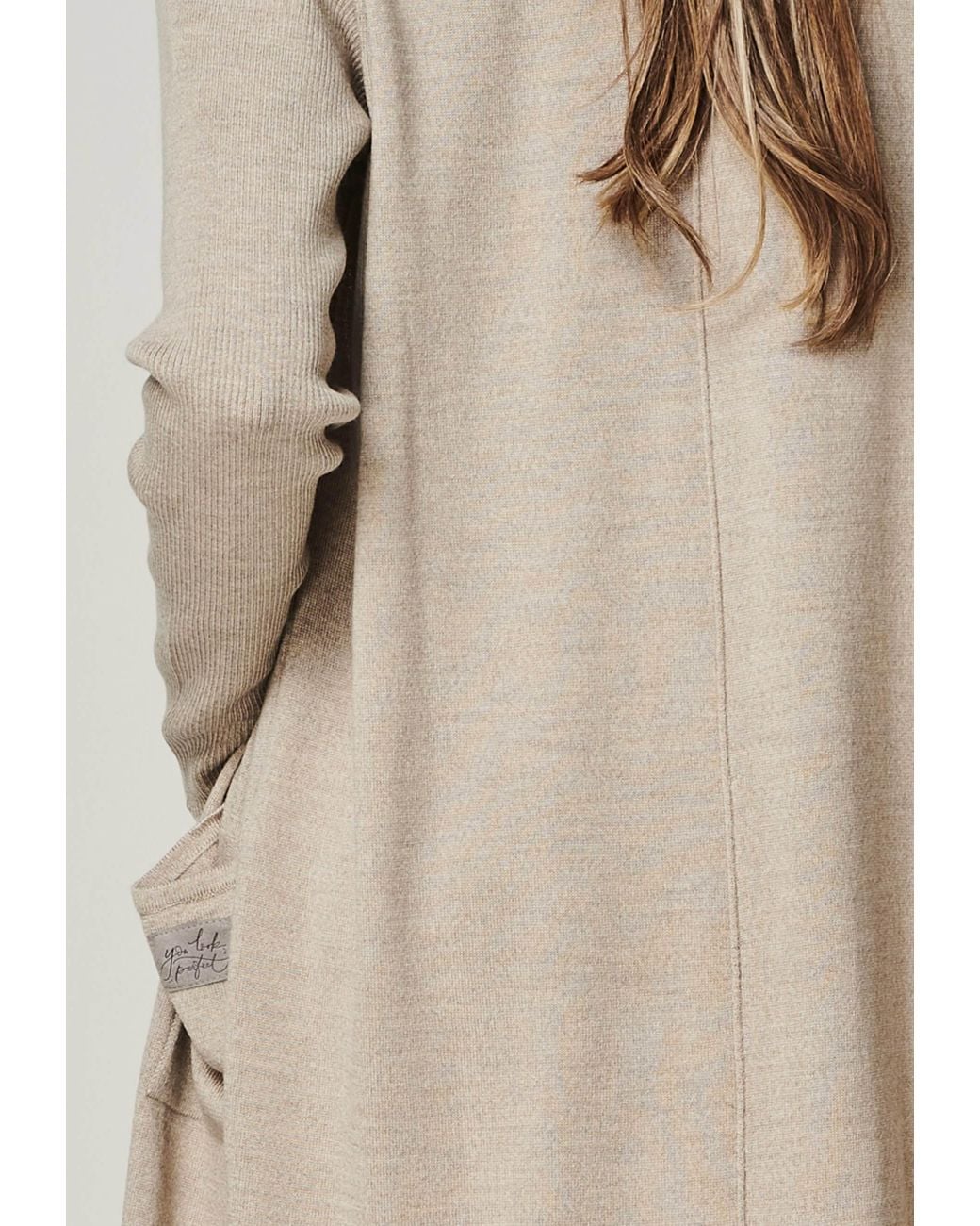 YOU LOOK PERFECT Natural Cardigan Blossom, Long Merino Cardigan With Pockets