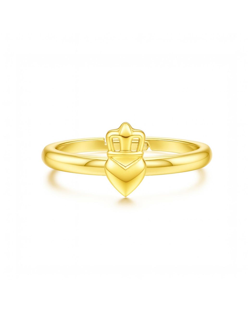Unaloe Yellow Adjustable Ring With Crown And Heart