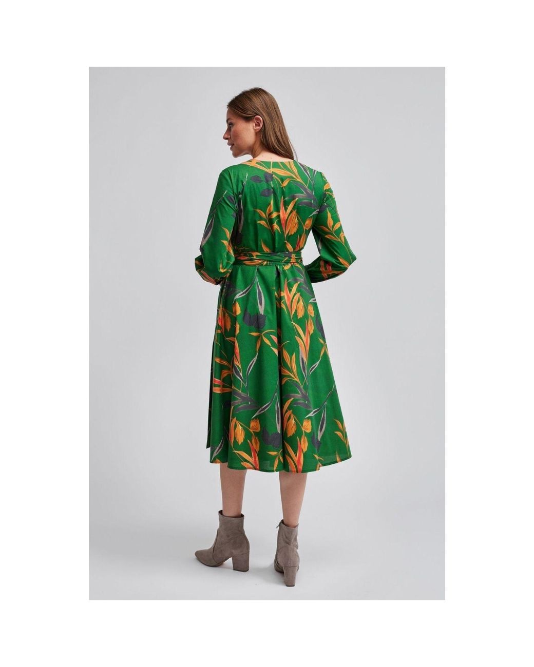 Marianna Déri Green Autumn Leaves Wrap Dress