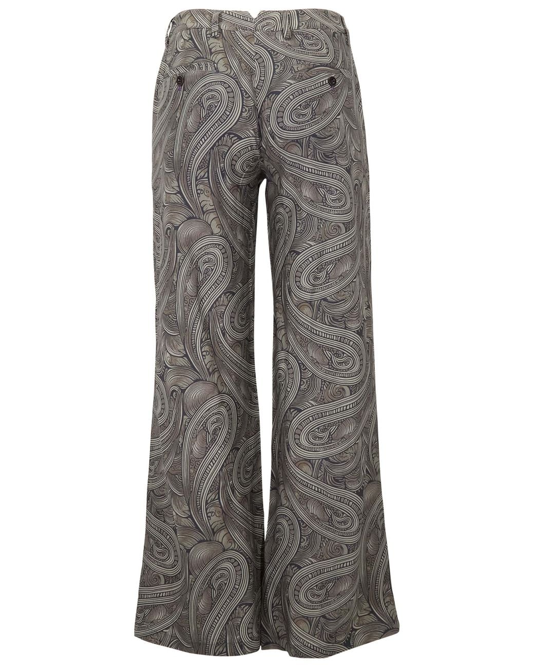 Lords of Harlech Gray Pheobe Paisley Badalona Sage Wool Straight-Leg Pant