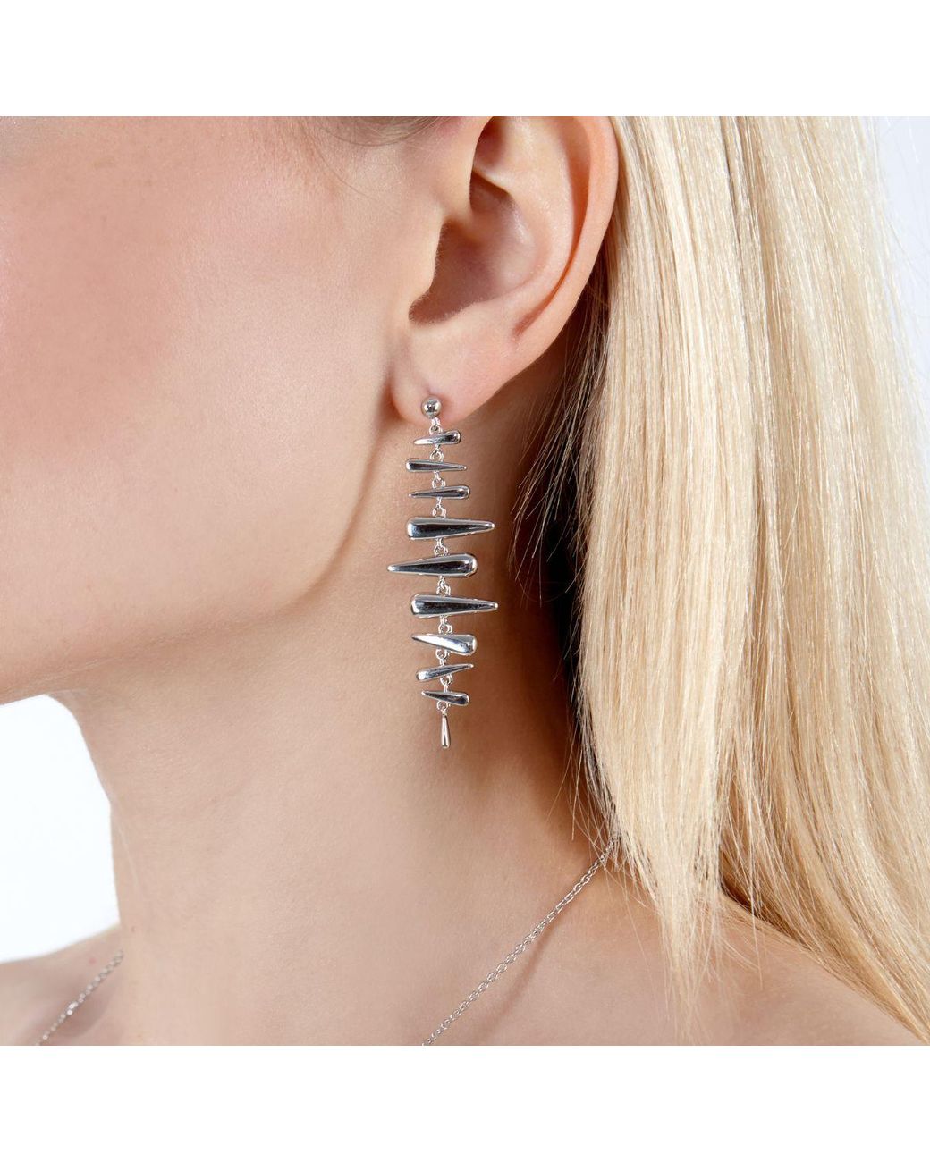 Lucy Quartermaine White Shard Statement Drop Earrings