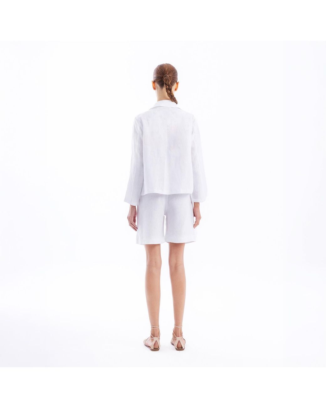 Haris Cotton White Linen Jacket With Pockets