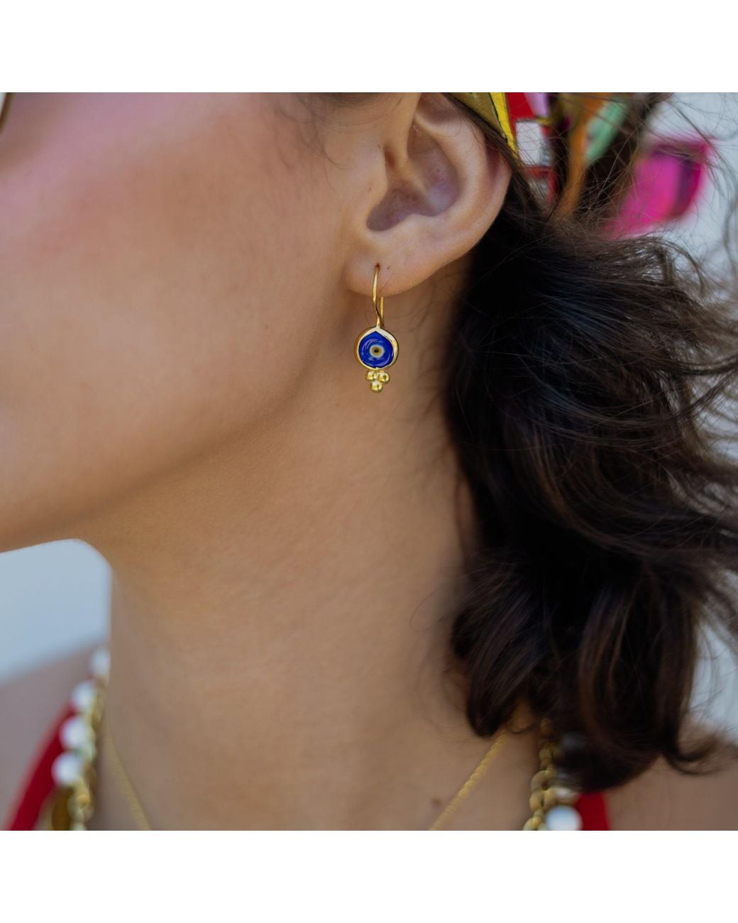 Ebru Jewelry Blue Watch Over Me Evil Eye Drop Earrings
