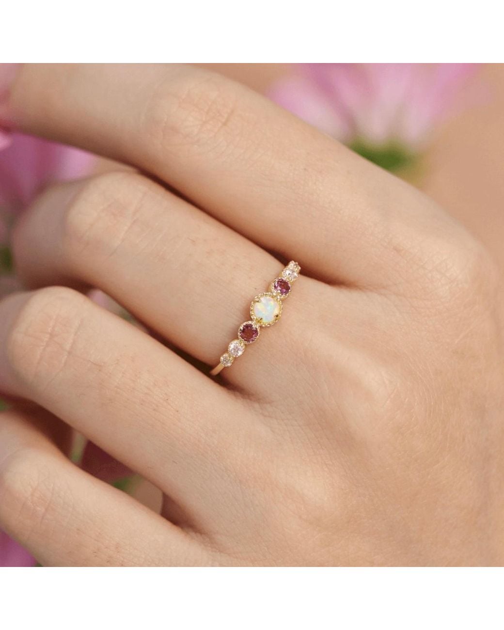 Azura Jewelry New York Metallic Divinity Opal Tourmaline Ring Vermeil