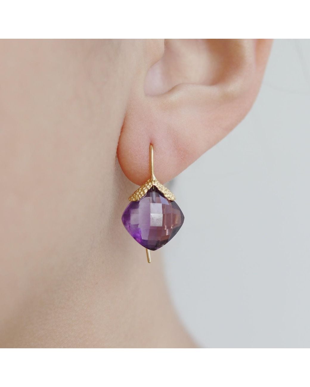 MOUNIR LONDON Purple Amethyst Diya Drop Earrings