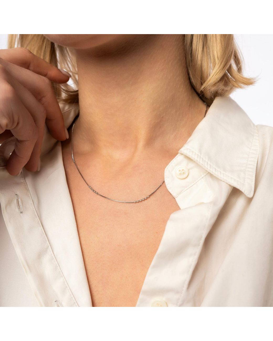 Spero London Metallic Beaded Satellite Sterling Chain Necklace Layering Set
