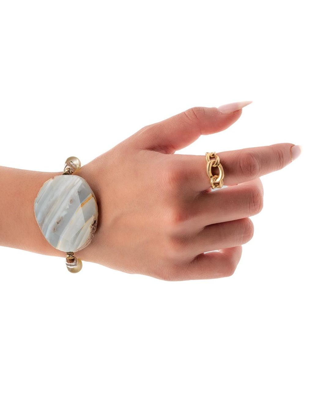 Ebru Jewelry Metallic Chunky Agate Bracelet