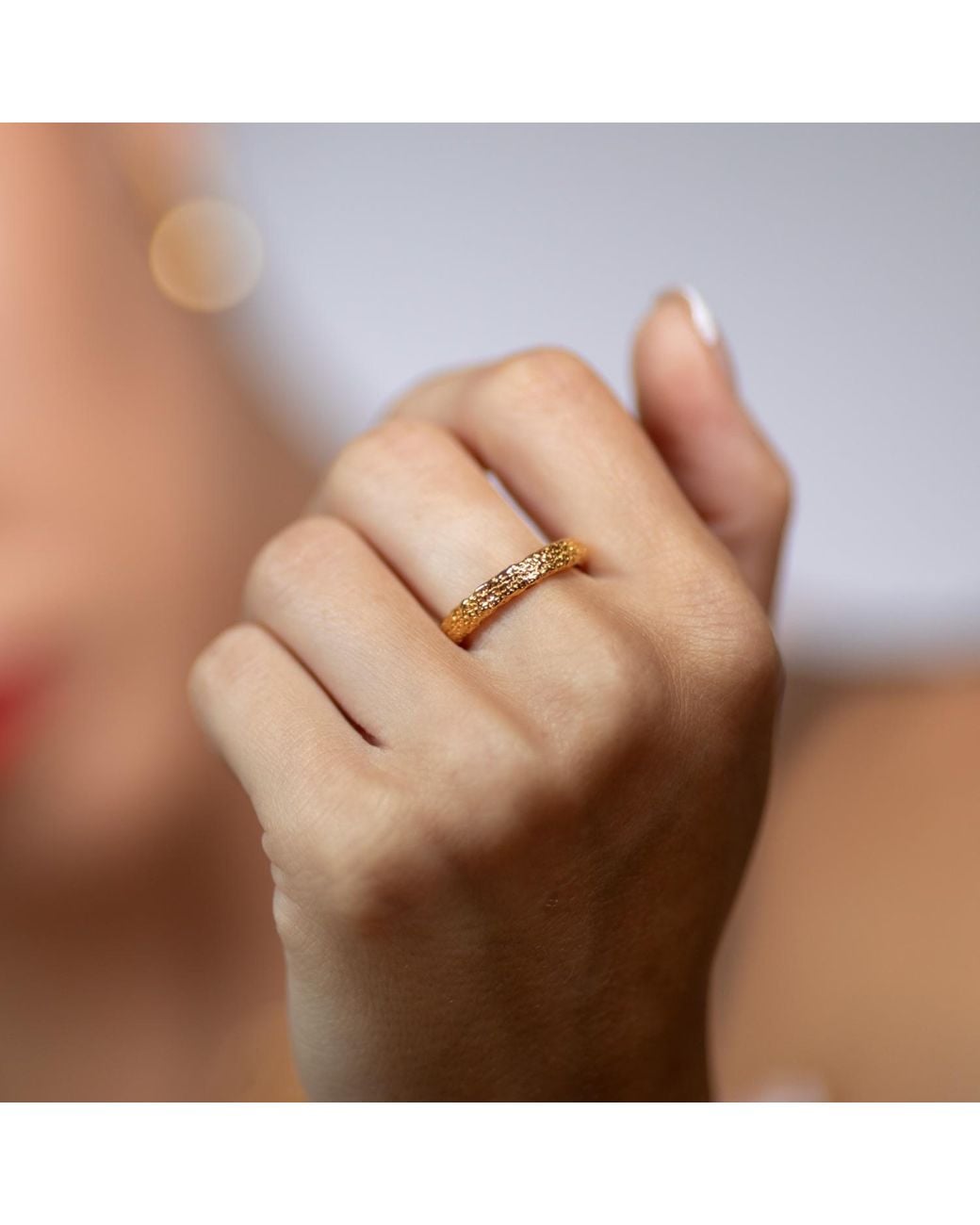 Lucy Quartermaine Metallic Slim Hula Ring In Gold Vermeil