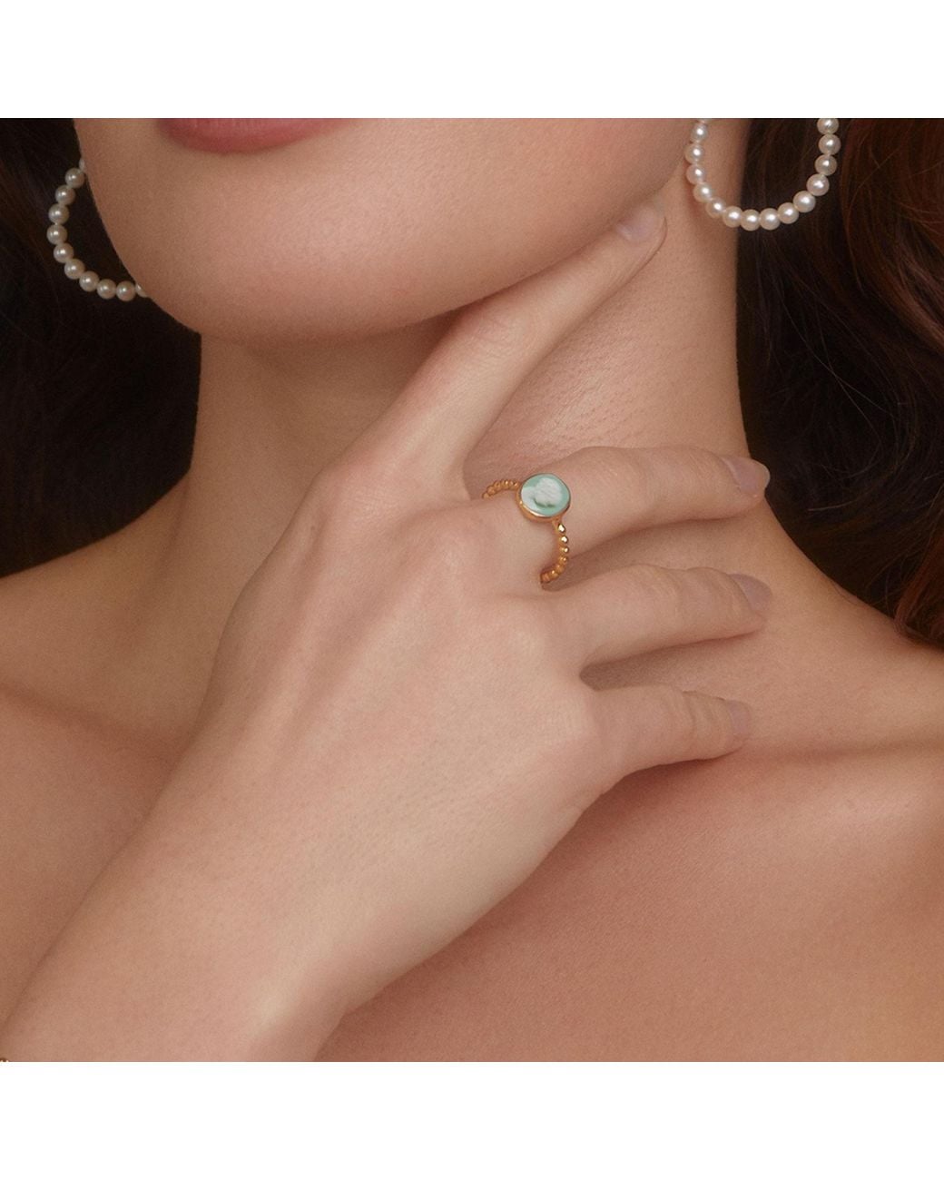 Vintouch Italy Multicolor Ginevra Mini Cameo Stacking Ring