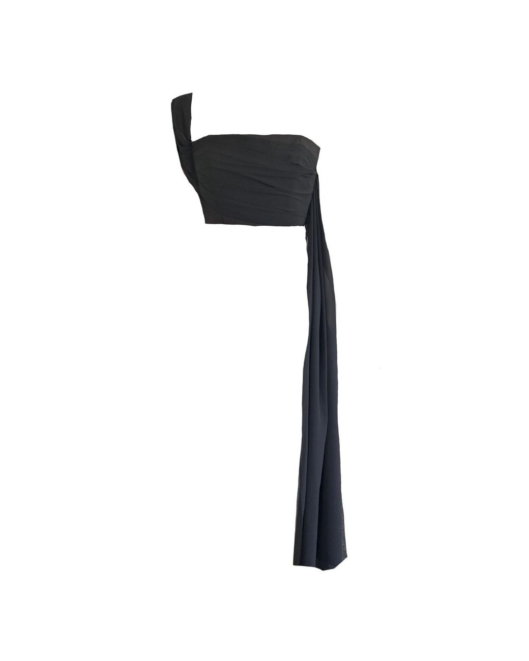 Mirimalist Black Chiffon Draped Bustier