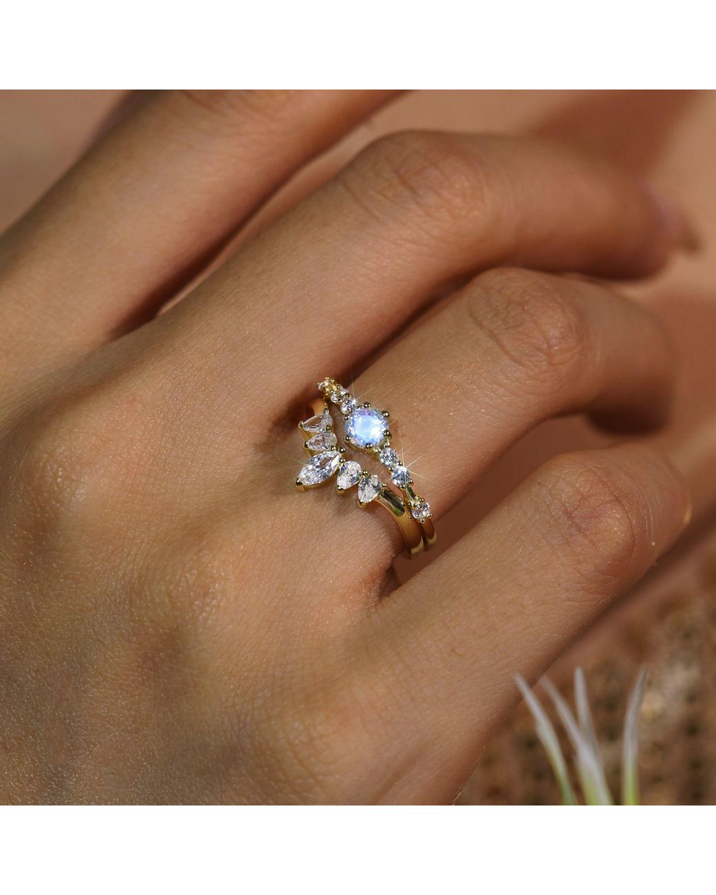 Azura Jewelry New York Metallic The Center Of The Universe Moonstone Ring Vermeil