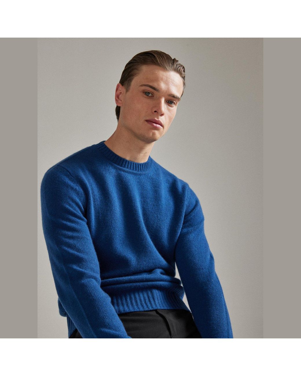 Salts Cashmere Blue Lofty Knit Crew Neck Sweater