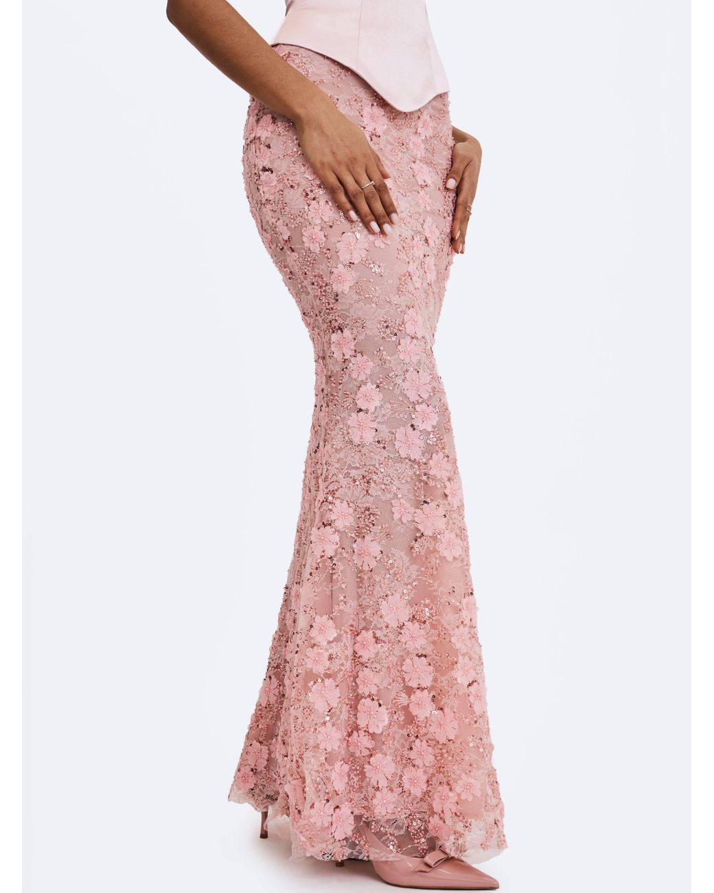 Miss Circle New York Purple Uliya Rosy Strapless Mermaid Peplum Maxi Dress