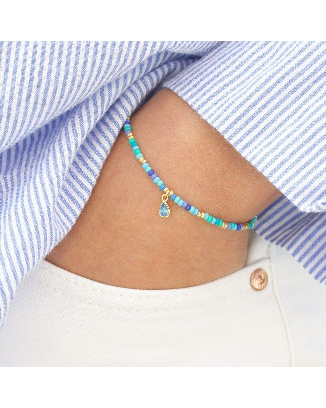 With Love Darling Metallic Water Drop Beaded Bracelet