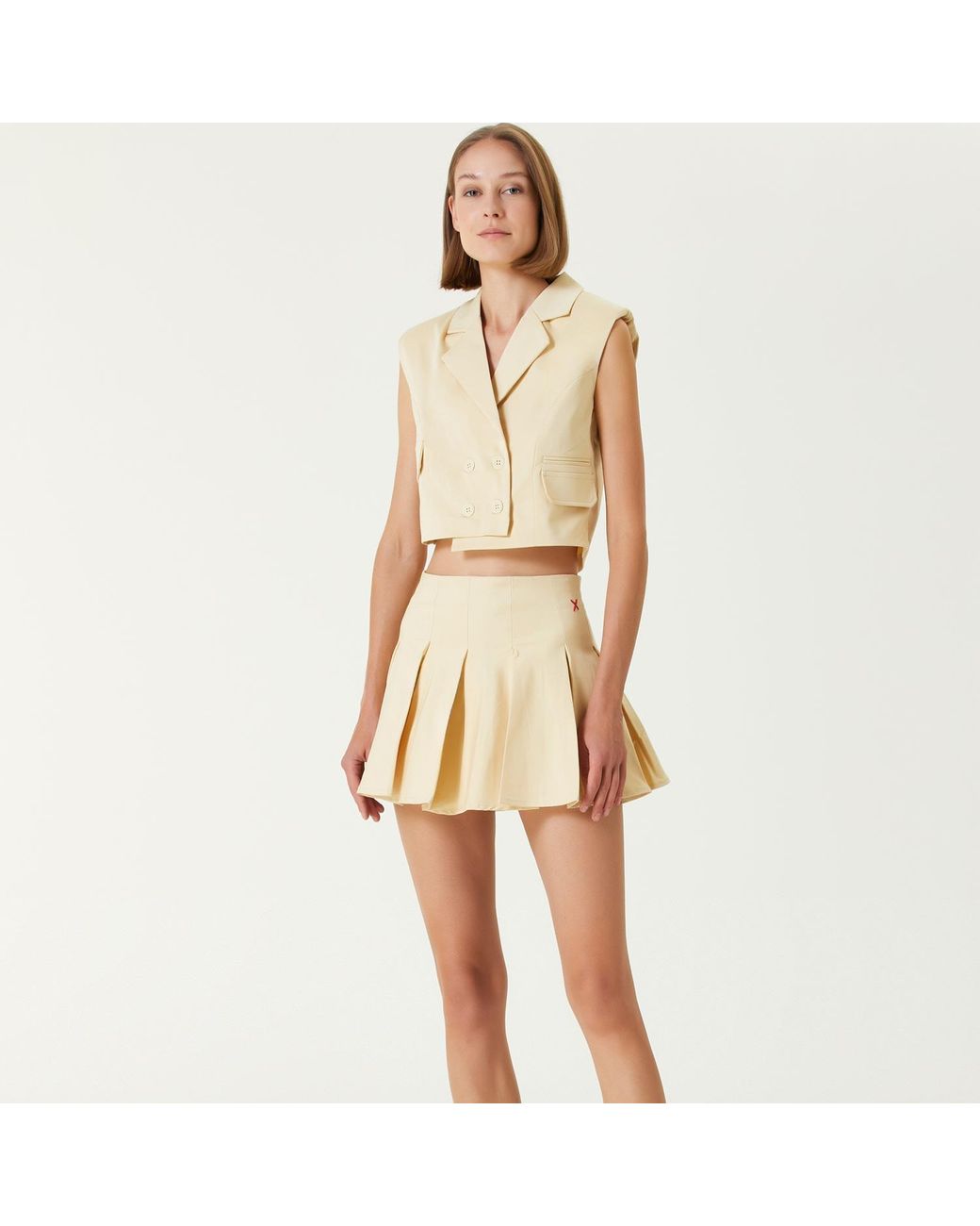 Pcfg Natural Neutrals Pleated Skirt