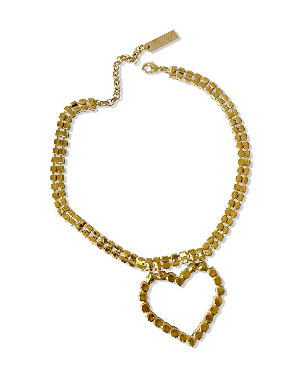 Laura Gray Metallic Crystal Heart Necklace