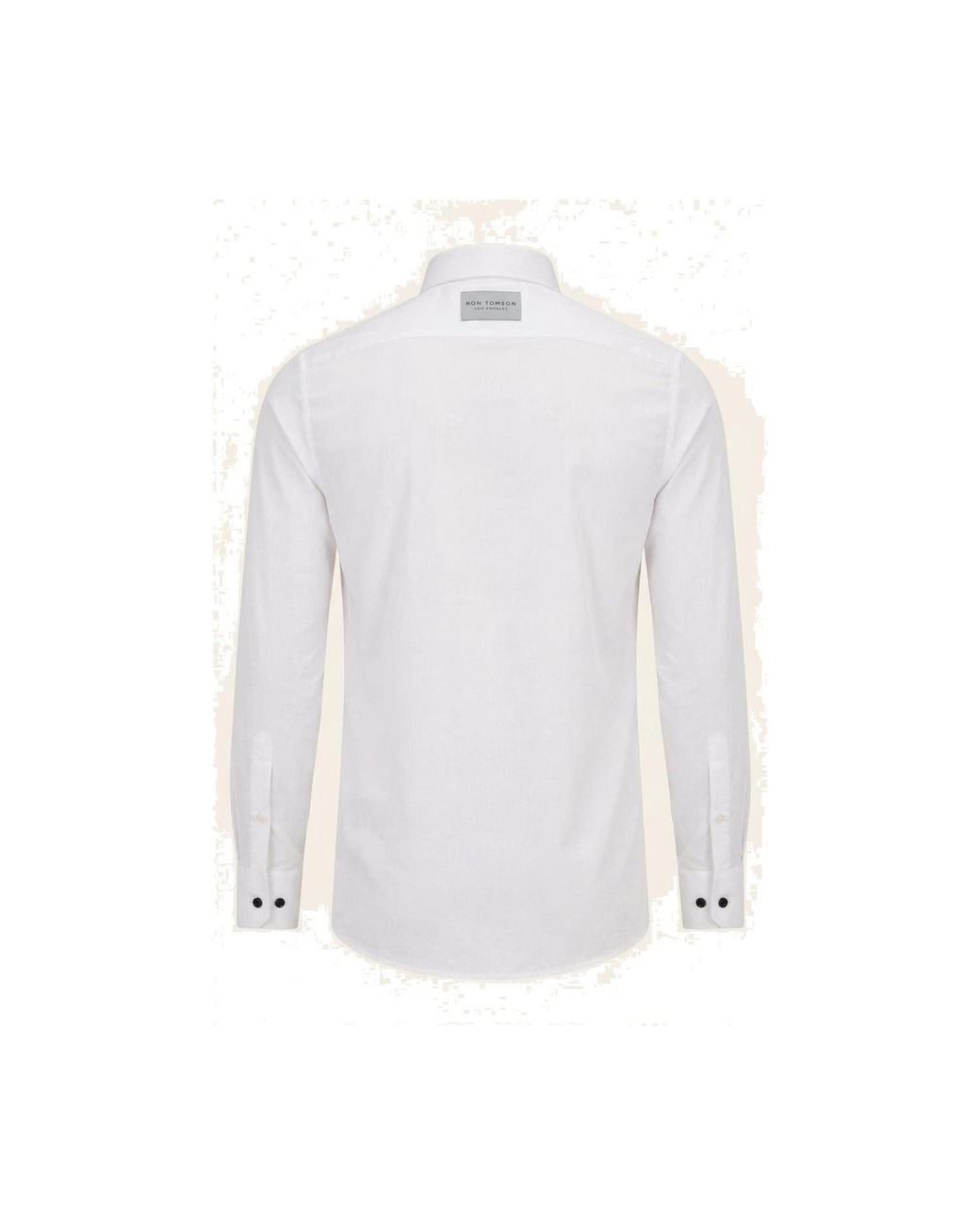 Ron Tomson White Lurex Paneled Spread Collar Shirt for men