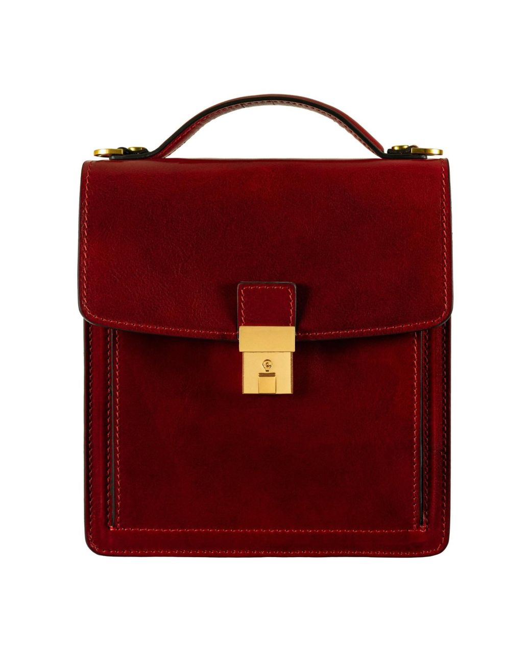 Time Resistance Red Small Leather Briefcase for men