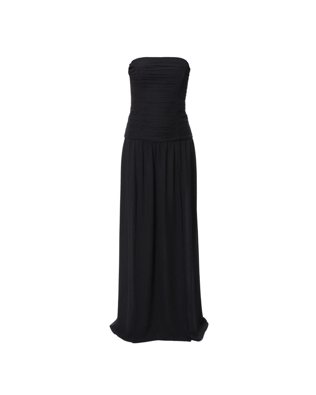AGGI by HALEWSKI Black Zoriana Sheer Ethereal Chiffon Maxi Dress With Ruched Bodice