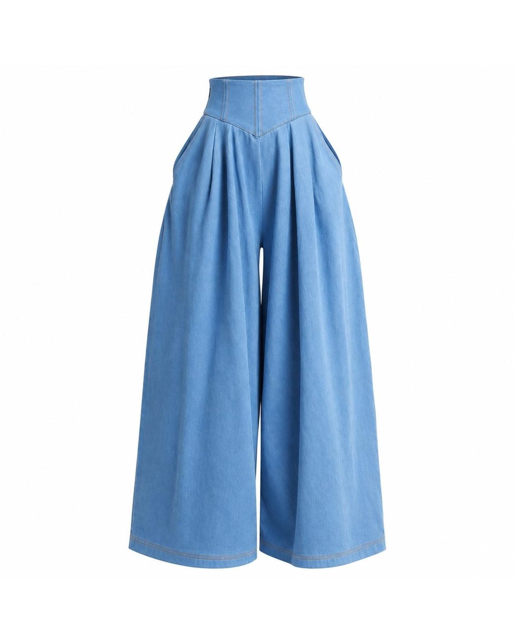 Ofuure Blue Light Denim Kiara Wide Leg Pants