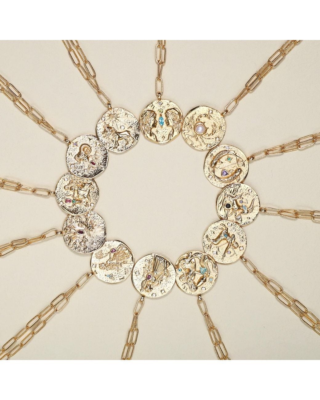 Aurozia Metallic Constellations Aquarius Double-Sided Coin Necklace