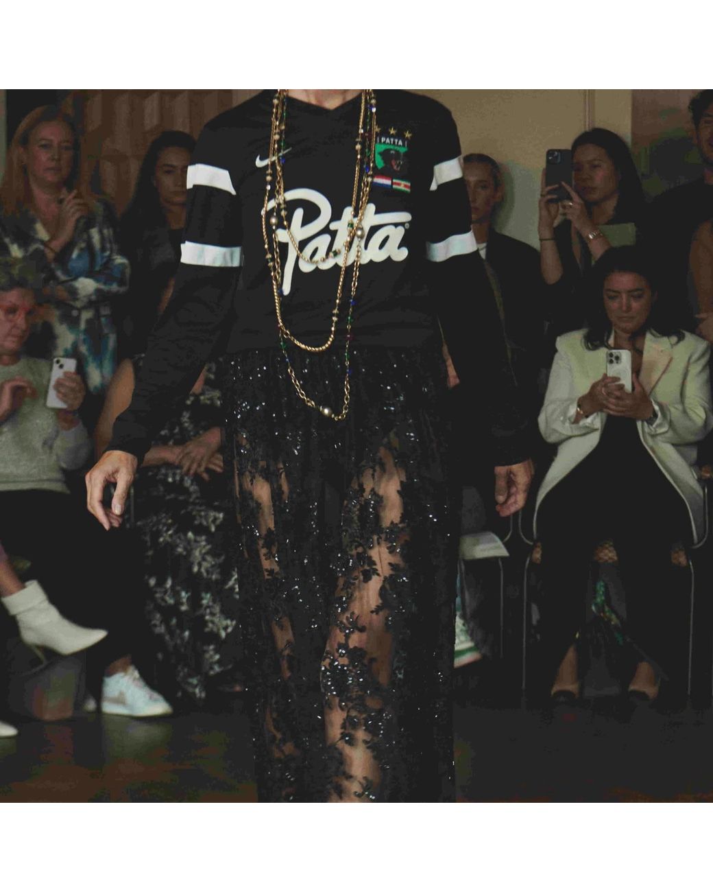 Monique Singh Black Embroidered Lace Skirt