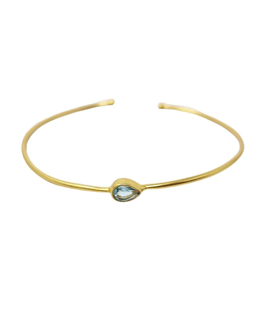 Sophelia Metallic Plated Aquamarine March Birthstone Crystal Bangle