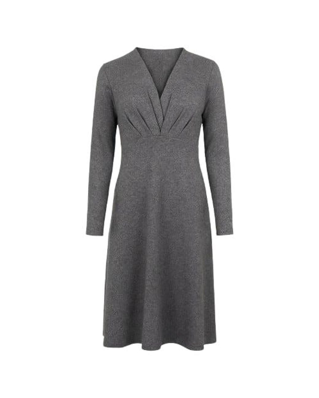 Conquista Gray Long Sleeve Empire Line Dress